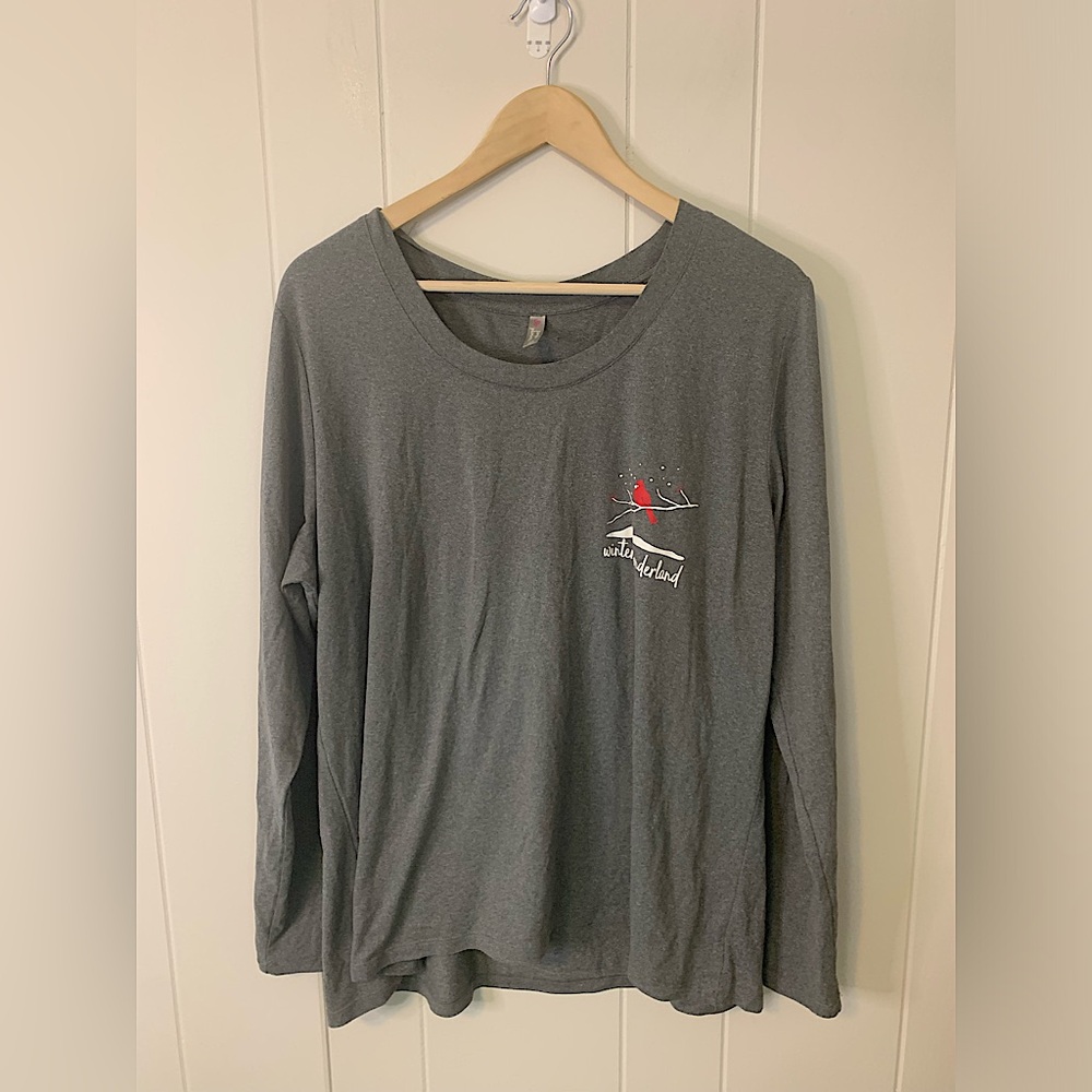 Simple Pleasures Gray Winter Wonderland Long Sleeve Pajama Top Size 1X